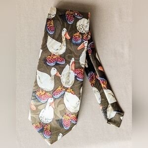 A. Mahtani Paris Milan Pure Silk Tie Ducks in Polka-Dot Shoes